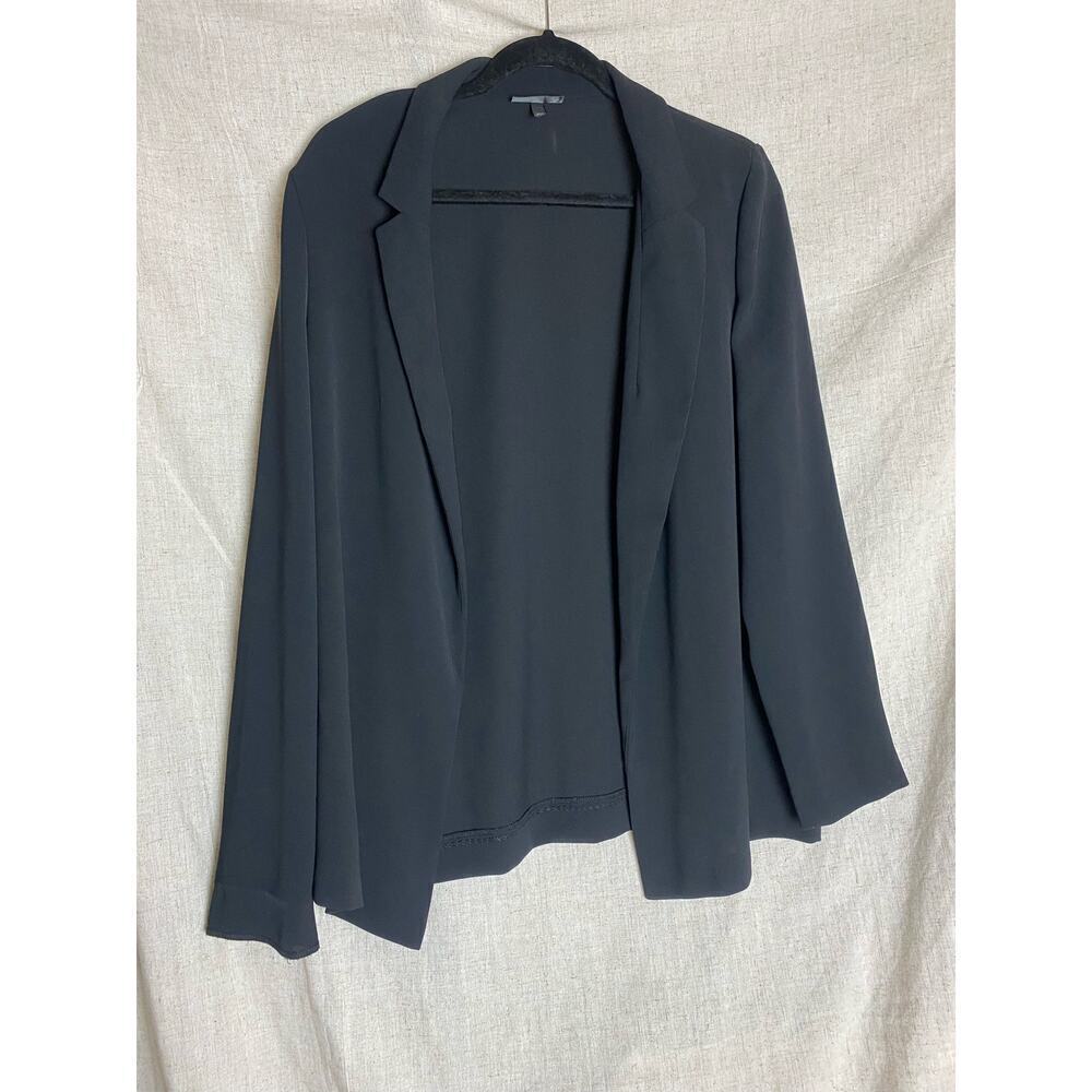 Topshop Womens Open Front Blazer Jacket Black Polyester Lightweight size 10